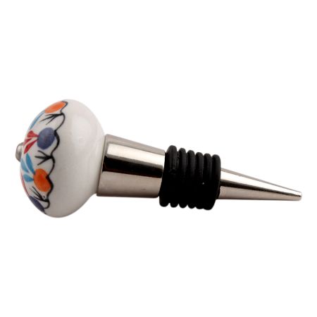 Red Blue Clover Ceramic Wine Stopper (Pack Of One Piece)